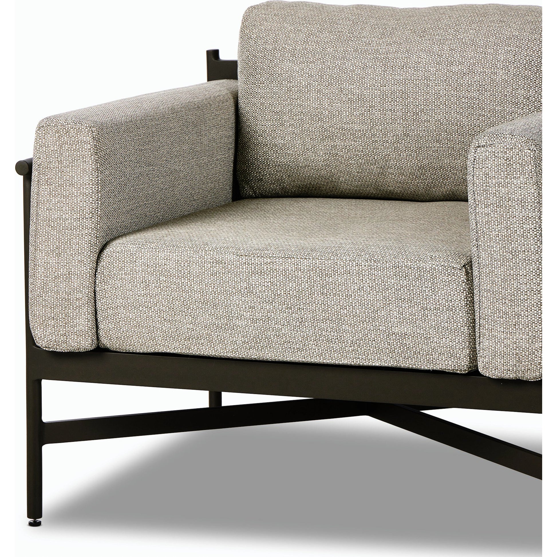 Hearst Outdoor Chair by Four Hands in bronze. Made from 100% olefin, aluminum, 100% polypropylene in a modern style.