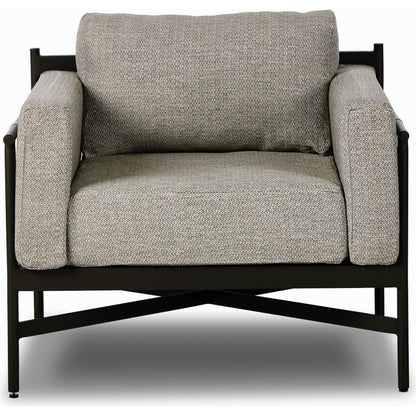 Hearst Outdoor Chair by Four Hands in bronze. Made from 100% olefin, aluminum, 100% polypropylene in a modern style.