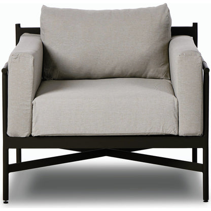 Hearst Outdoor Chair by Four Hands in bronze. Made from 100% olefin, aluminum, 100% polypropylene in a modern style.