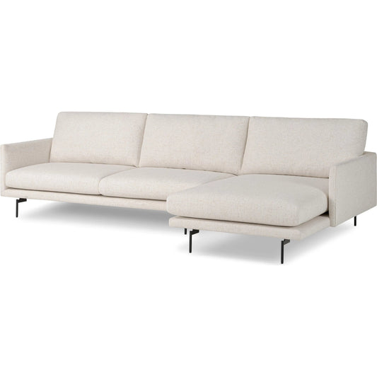 Melle 2-Piece Sectional by Four Hands in omari natural, ebony steel. Made from 79% polyester, 16% viscose (rayon), 5% flax/linen, steel in a transitional style.