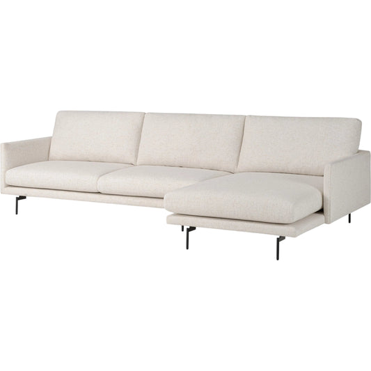Melle 2-Piece Sectional by Four Hands in omari natural, ebony steel. Made from 79% polyester, 16% viscose (rayon), 5% flax/linen, steel in a transitional style.
