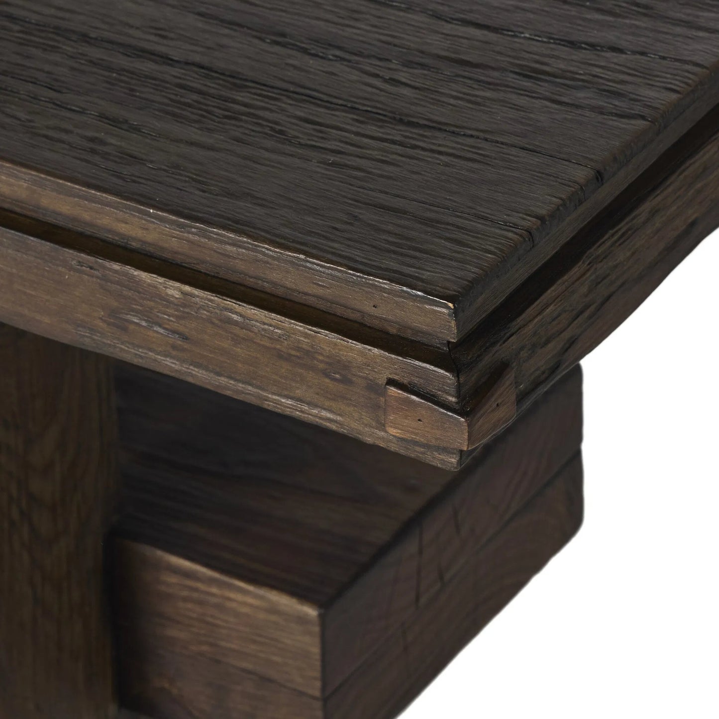 005 SI-2327548 | Closeup | Contessa Console Table by Four Hands in smoked alder, smoked alder solid. Made from resawn alder veneer, solid alder in a traditional style.