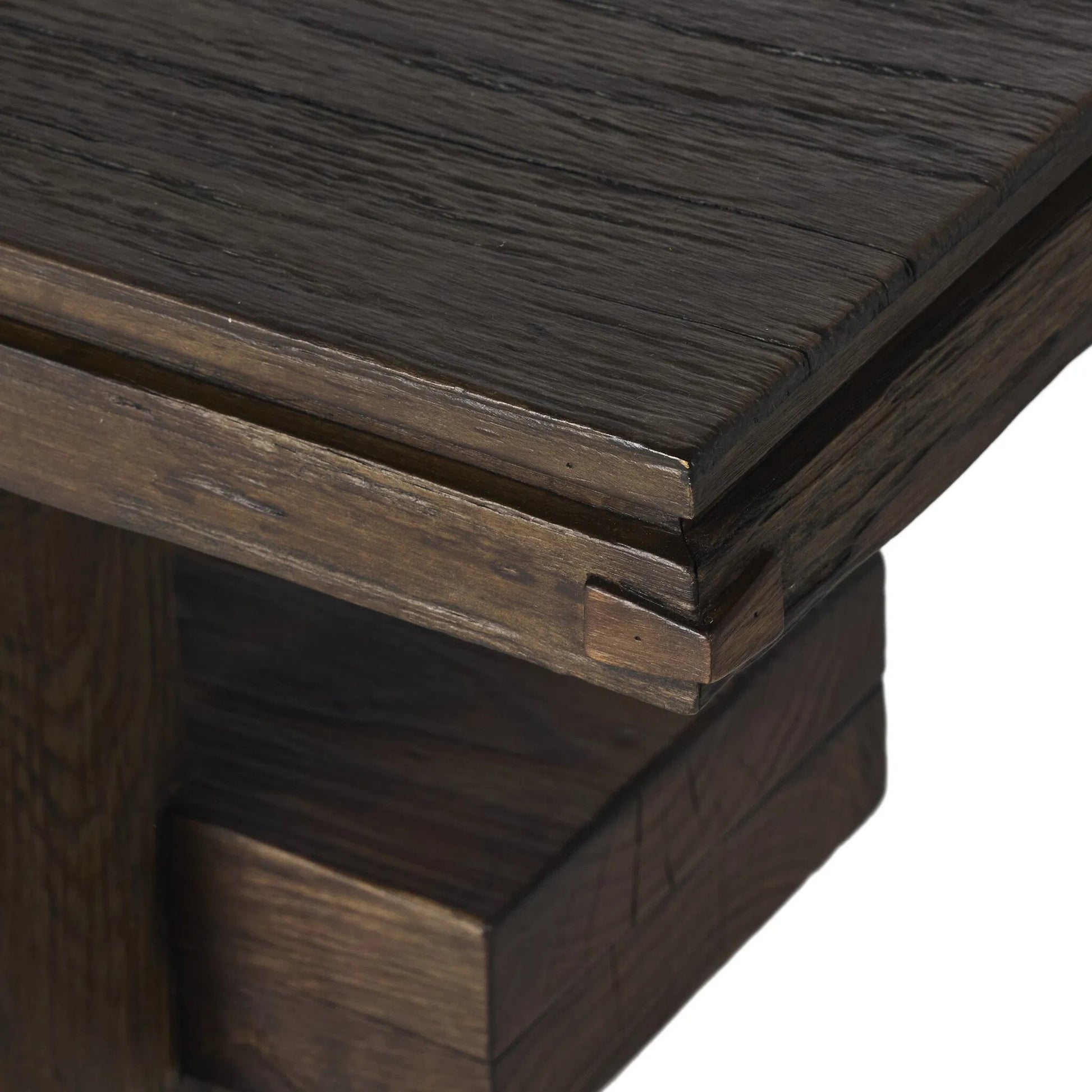 Contessa Console Table by Four Hands in smoked alder, smoked alder solid. Made from resawn alder veneer, solid alder in a traditional style.