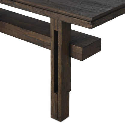Contessa Console Table by Four Hands in smoked alder, smoked alder solid. Made from resawn alder veneer, solid alder in a traditional style.