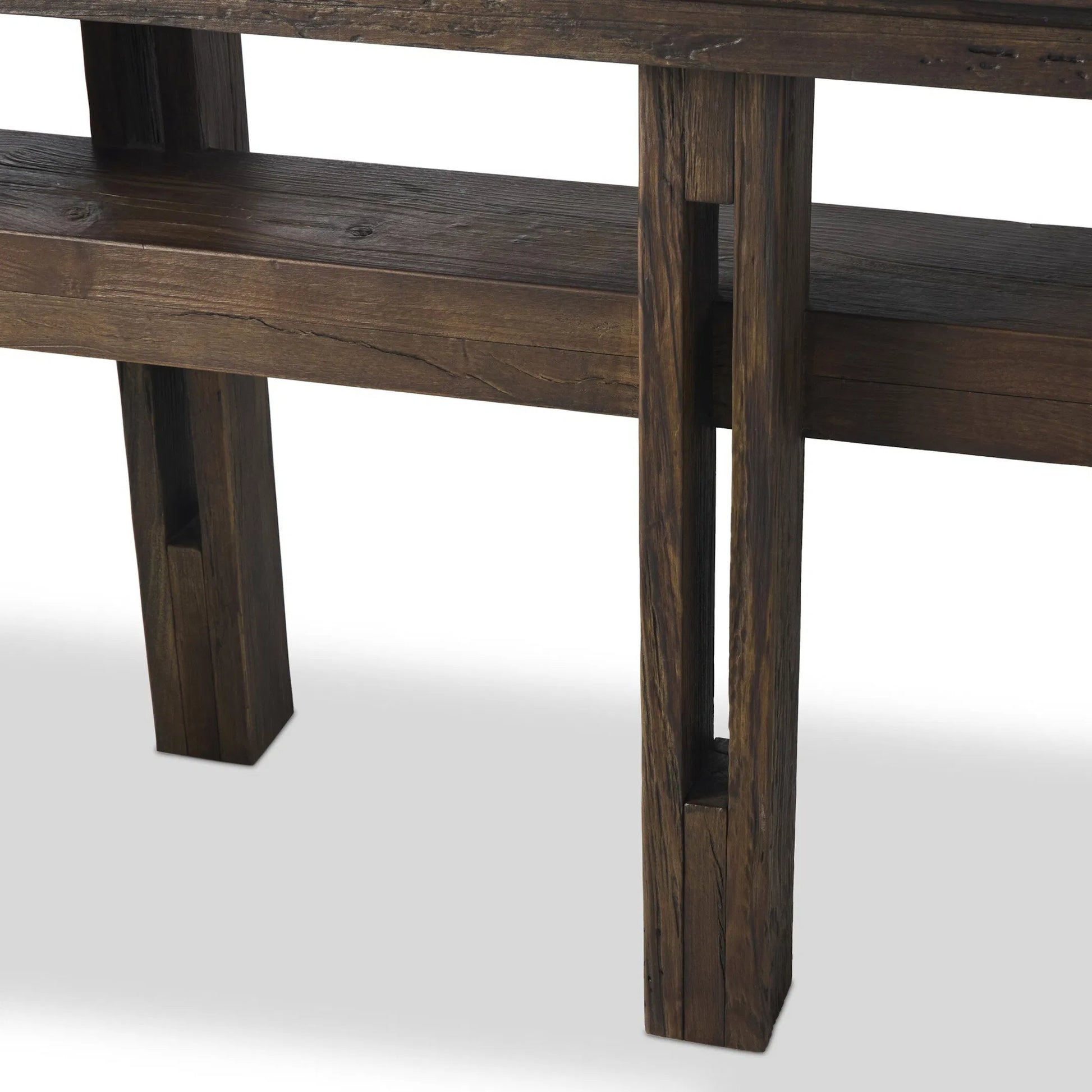 Contessa Console Table by Four Hands in smoked alder, smoked alder solid. Made from resawn alder veneer, solid alder in a traditional style.