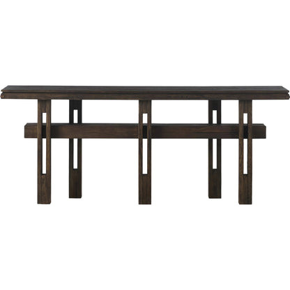 Contessa Console Table by Four Hands in smoked alder, smoked alder solid. Made from resawn alder veneer, solid alder in a traditional style.