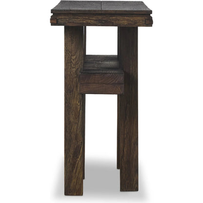 Contessa Console Table by Four Hands in smoked alder, smoked alder solid. Made from resawn alder veneer, solid alder in a traditional style.
