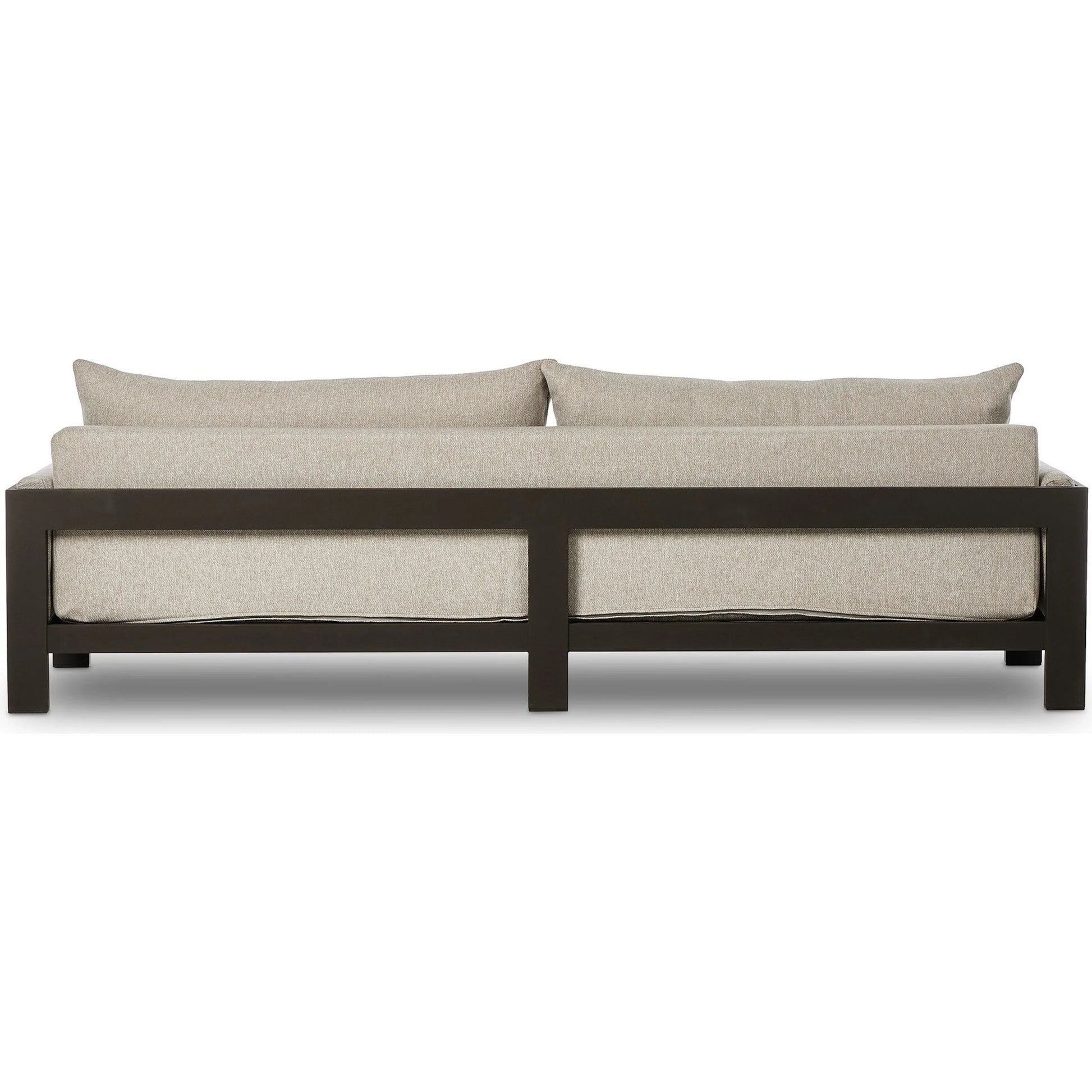 Chapman Outdoor Metal Sofa-106" by Four Hands in concha fog, bronze. Made from 100% olefin, aluminum in a transitional style.
