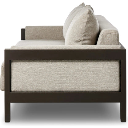 Chapman Outdoor Metal Sofa-106" by Four Hands in concha fog, bronze. Made from 100% olefin, aluminum in a transitional style.