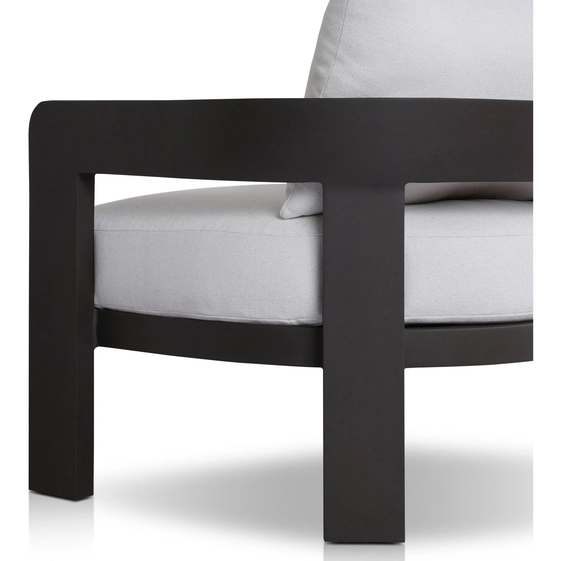 Jackson Outdoor Metal Chair by Four Hands in alessi linen, bronze. Made from 100% polypropylene, aluminum, 91% polyurethane foam pad, 9% polyester fiber batting in a modern style.
