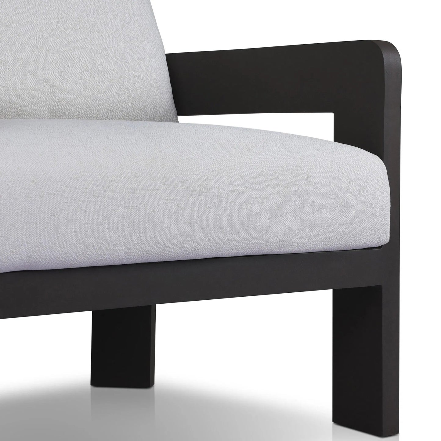 008 SI-2257158 | Closeup | Jackson Outdoor Metal Chair by Four Hands in alessi linen, bronze. Made from 100% polypropylene, aluminum, 91% polyurethane foam pad, 9% polyester fiber batting in a modern style.