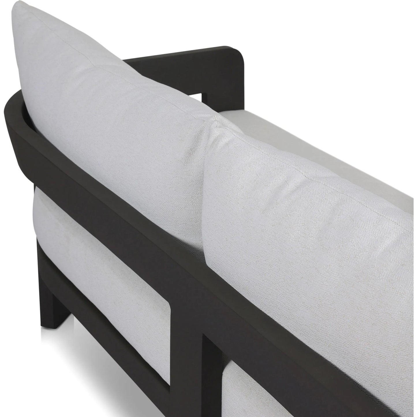 012 SI-2320134 | Closeup | Jackson Outdoor Metal Sofa by Four Hands in alessi linen, bronze. Made from 100% polypropylene, aluminum in a modern style.