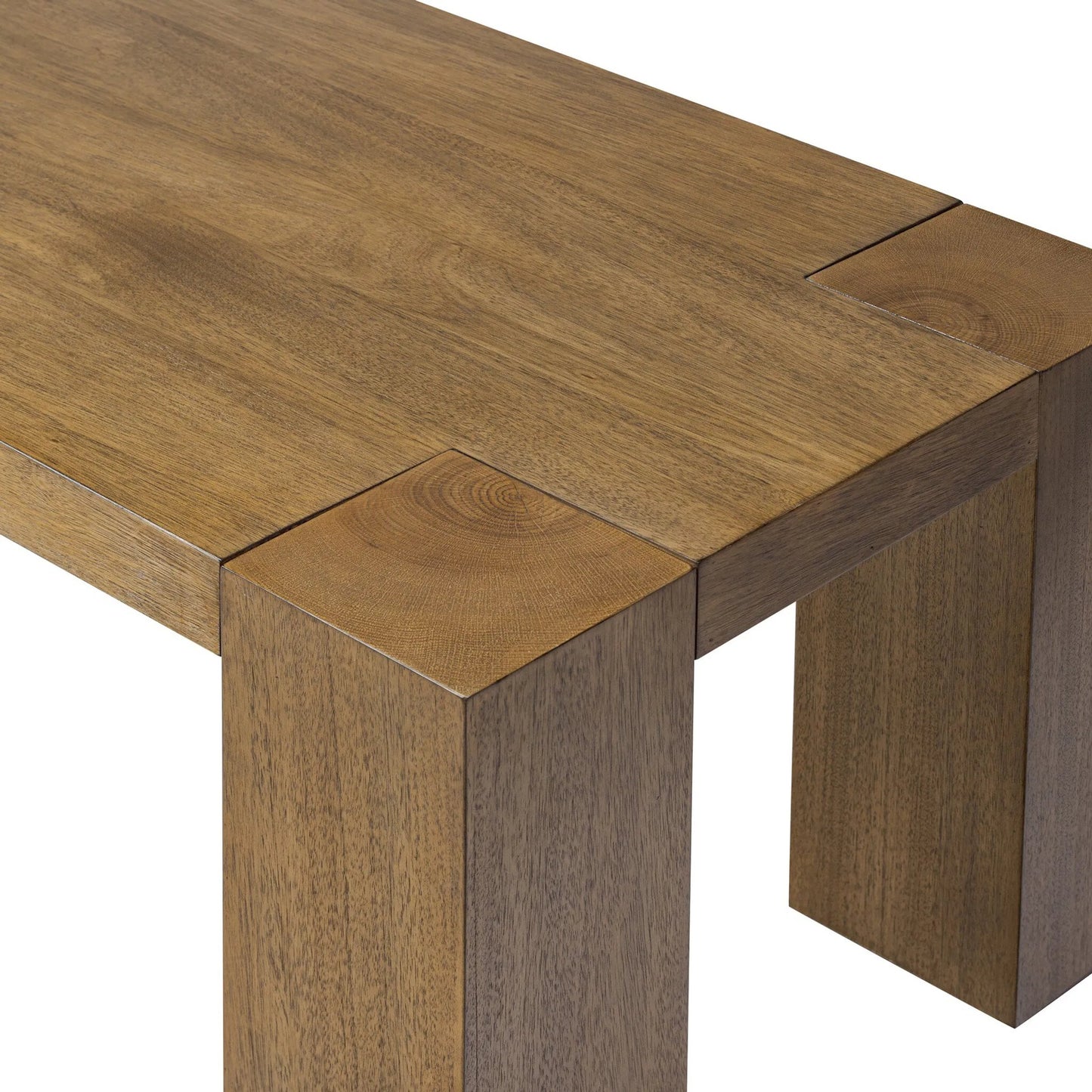 005 SI-2635299 | Closeup | Emeli Rectangular Coffee Table by Four Hands in tawny rubberwood veneer. Made from parawood veneer in a unique style.