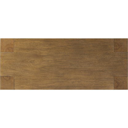 Emeli Rectangular Coffee Table by Four Hands in tawny rubberwood veneer. Made from parawood veneer in a unique style.