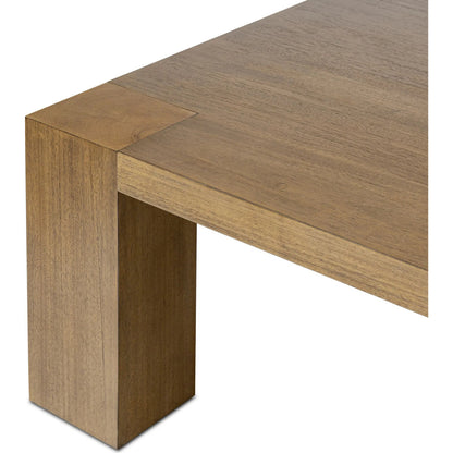Emeli Square Coffee Table by Four Hands in tawny rubberwood veneer. Made from parawood veneer in a unique style.