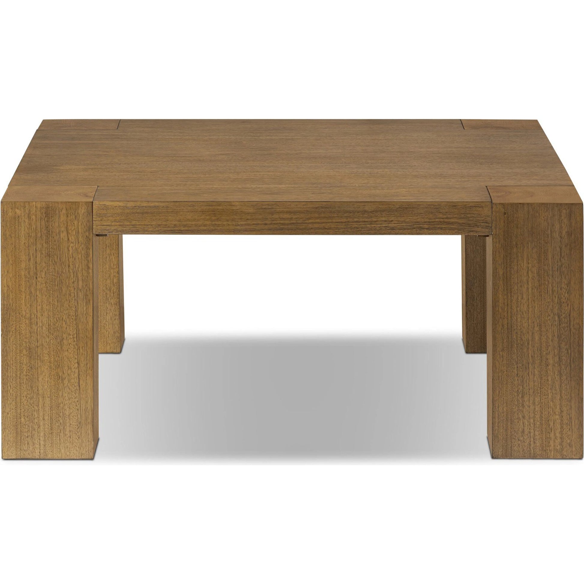 Emeli Square Coffee Table by Four Hands in tawny rubberwood veneer. Made from parawood veneer in a unique style.