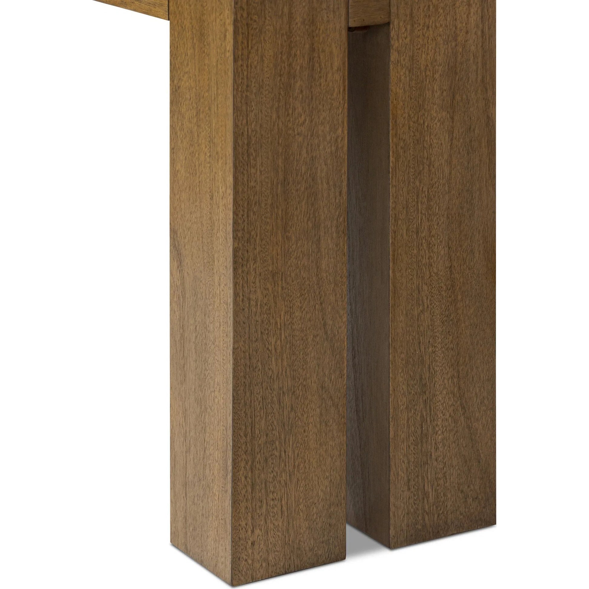 Emeli Console Table by Four Hands in tawny rubberwood veneer. Made from parawood veneer in a unique style.