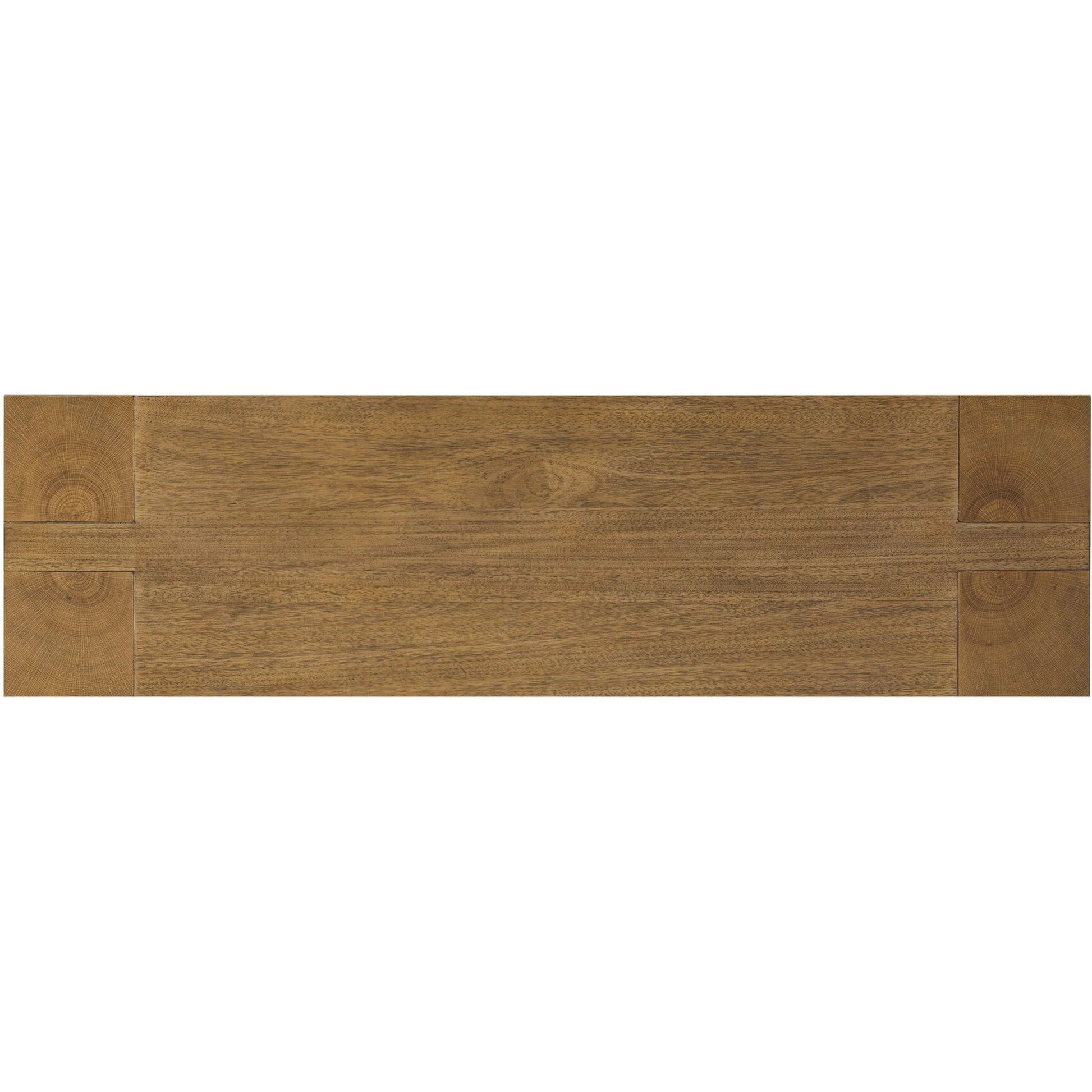 Emeli Console Table by Four Hands in tawny rubberwood veneer. Made from parawood veneer in a unique style.