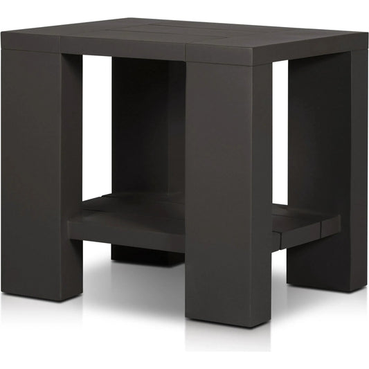 Roca Outdoor Metal End Table by Four Hands in bronze. Made from aluminum in a unique style.