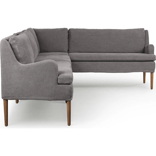 Aurelia Dining Banquette L-Shape by Four Hands. Made from 100% flax/linen, solid oak in a transitional style.