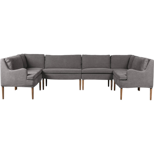 Aurelia Dining Banquette U Shape by Four Hands. Made from 100% flax/linen, solid oak in a transitional style.