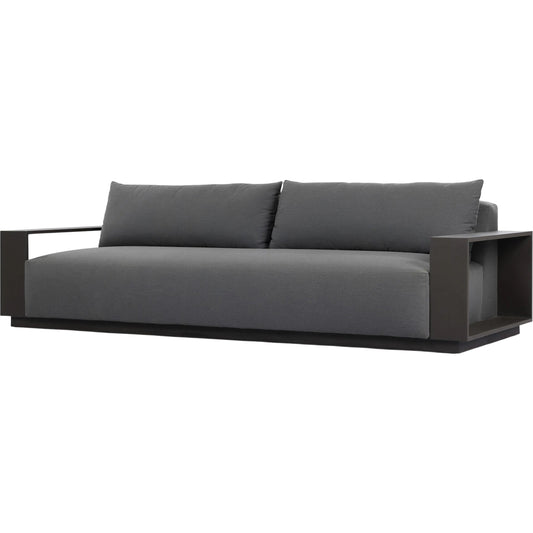 Branford Outdoor Metal Sofa by Four Hands in arashi graphite, bronze. Made from 100% acrylic, aluminum in a modern style.