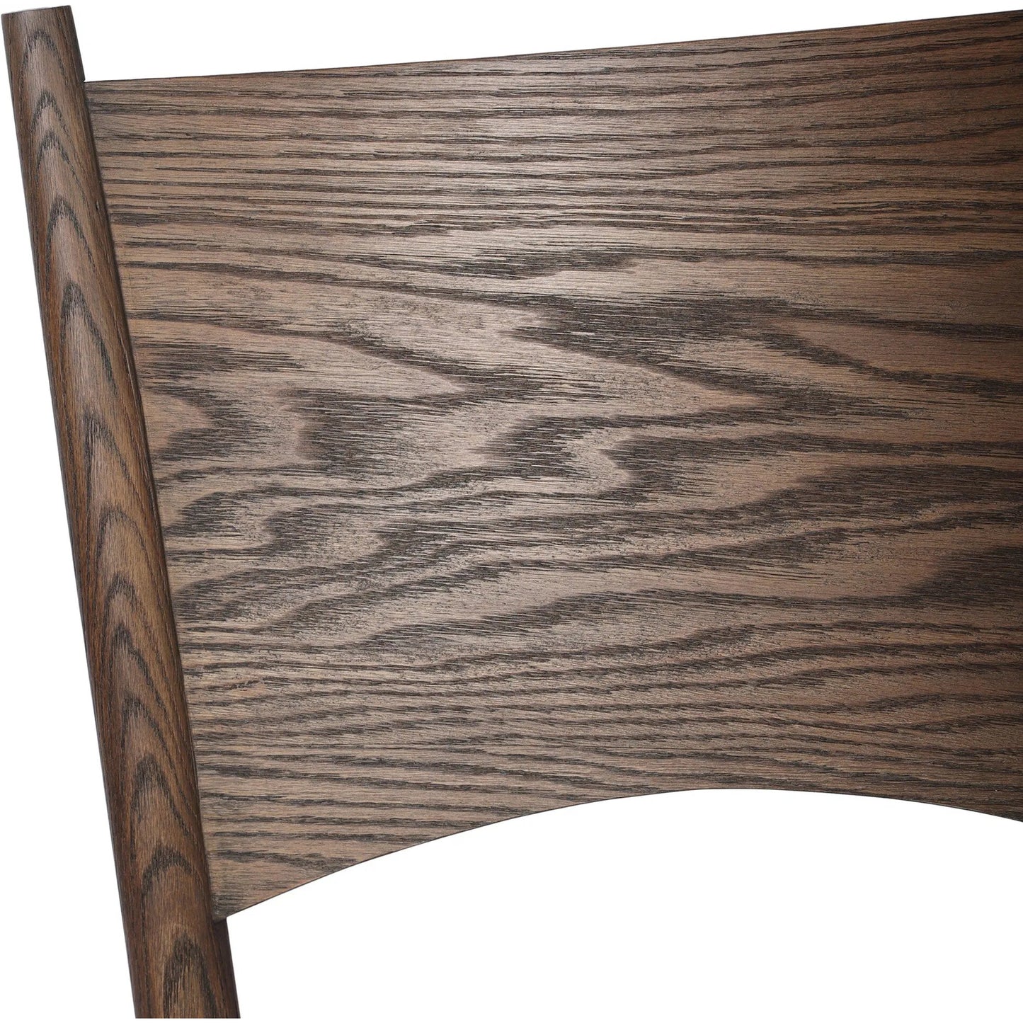 012 SI-2327566 | Closeup | Jovan Dining Chair by Four Hands in stained saddle brown, slight dark bleaching. Made from solid oak, banana leaf in a traditional style.