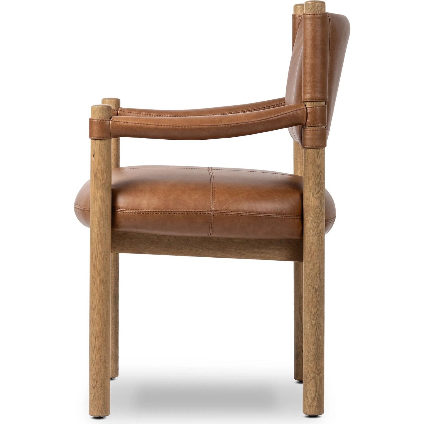 003 SI-2327535 | Additional Silo | Adaline Dining Armchair by Four Hands in sonoma chestnut, natural oak. Made from top grain leather, solid oak in a transitional style.