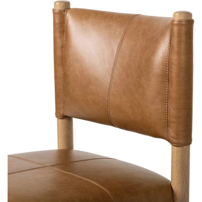 Adaline Dining Chair by Four Hands in sonoma chestnut, natural oak. Made from top grain leather, solid oak in a transitional style.