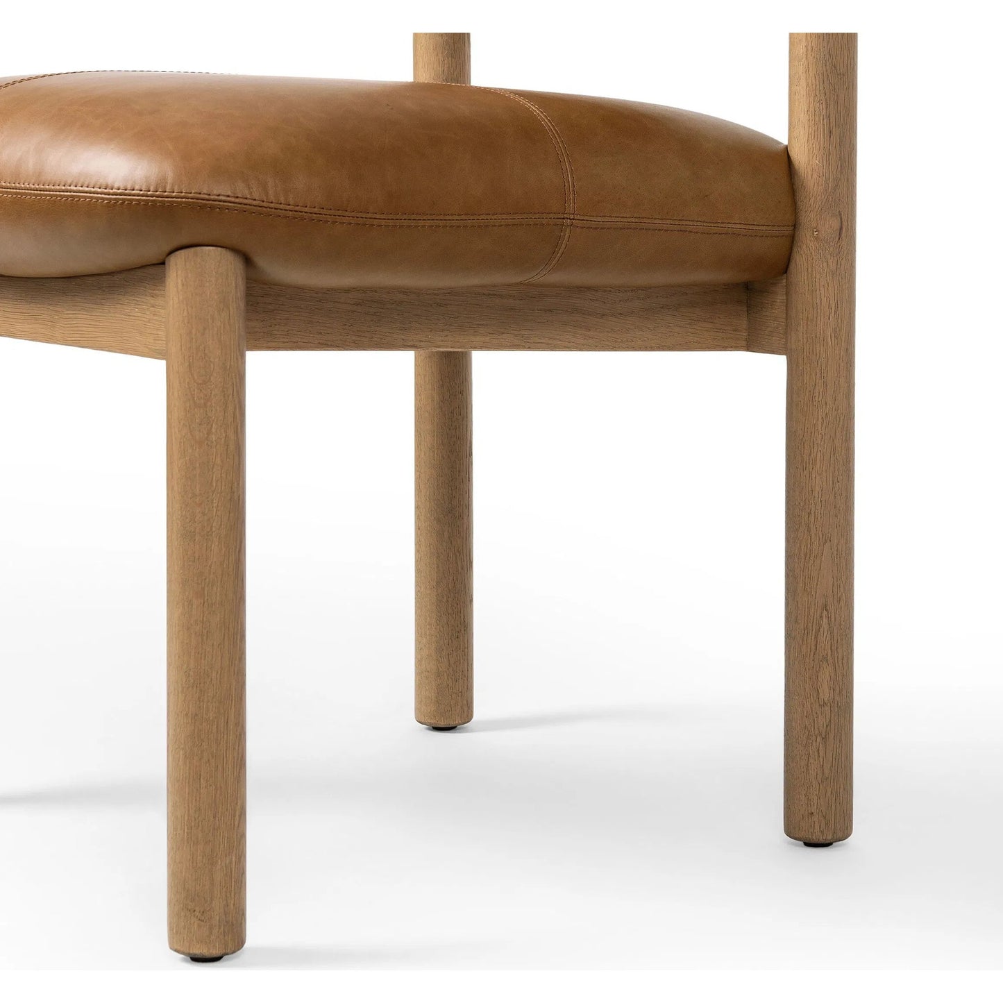011 SI-2327536 | Closeup | Adaline Dining Chair by Four Hands in sonoma chestnut, natural oak. Made from top grain leather, solid oak in a transitional style.