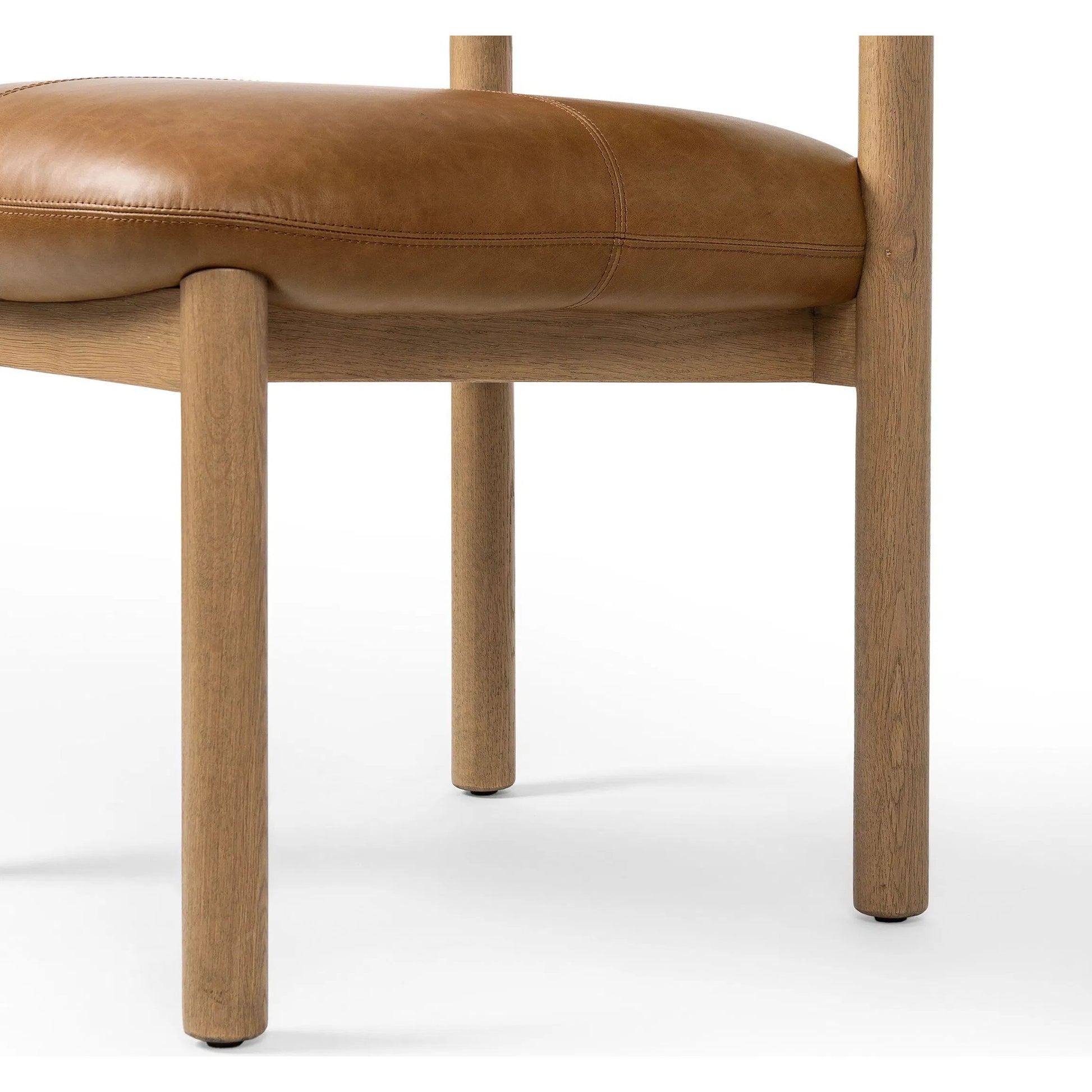 Adaline Dining Chair by Four Hands in sonoma chestnut, natural oak. Made from top grain leather, solid oak in a transitional style.