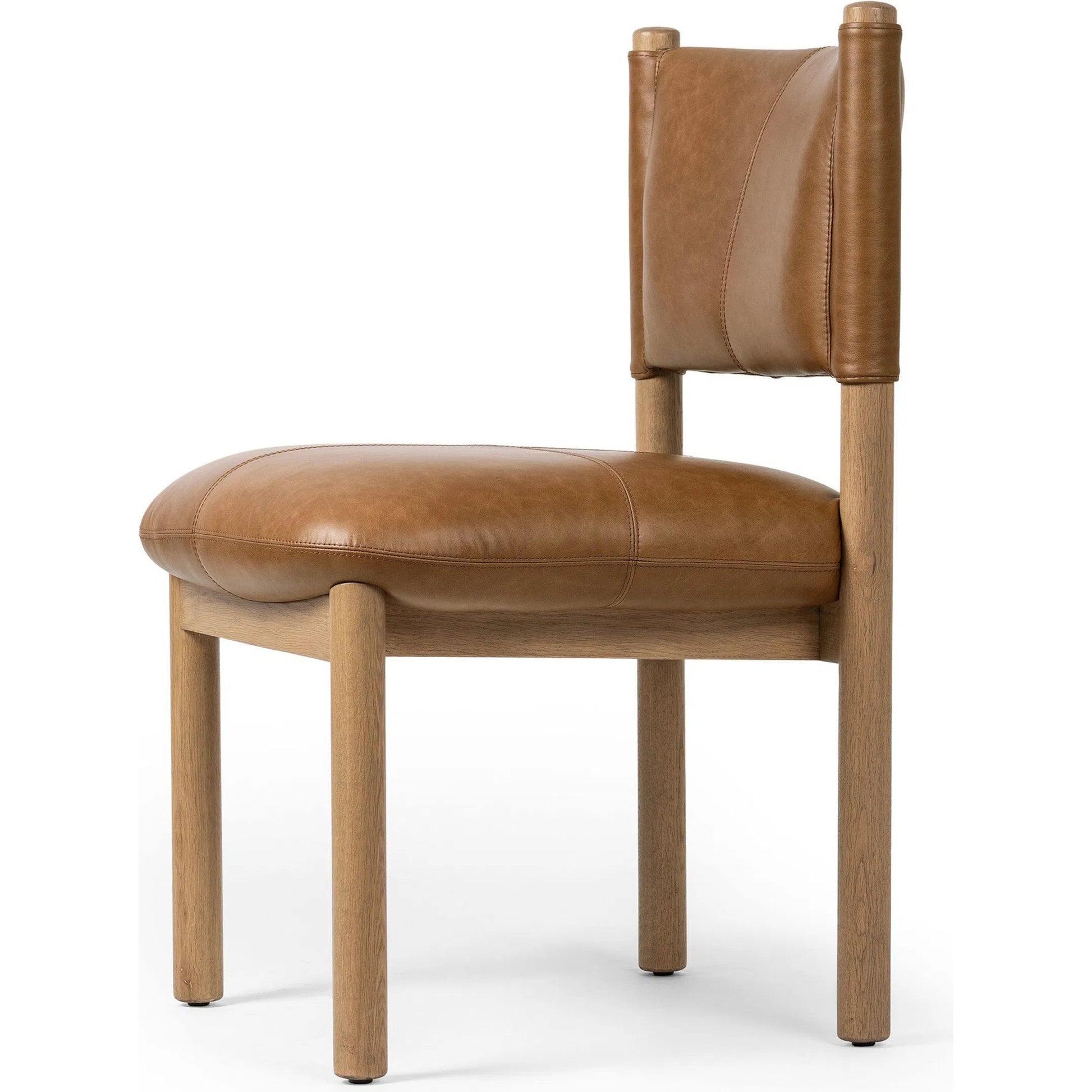 Adaline Dining Chair by Four Hands in sonoma chestnut, natural oak. Made from top grain leather, solid oak in a transitional style.