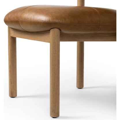 Adaline Dining Chair by Four Hands in sonoma chestnut, natural oak. Made from top grain leather, solid oak in a transitional style.
