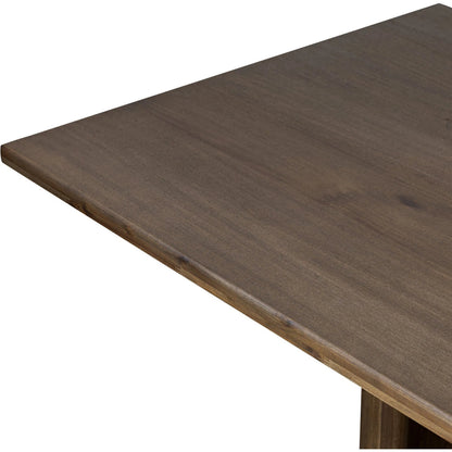 Pershing Dining Table by Four Hands in weathered acacia veneer. Made from thick acacia veneer, solid acacia in a unique style.
