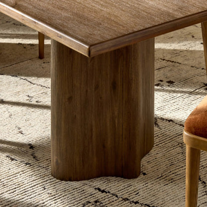 Pershing Dining Table by Four Hands in weathered acacia veneer. Made from thick acacia veneer, solid acacia in a unique style.