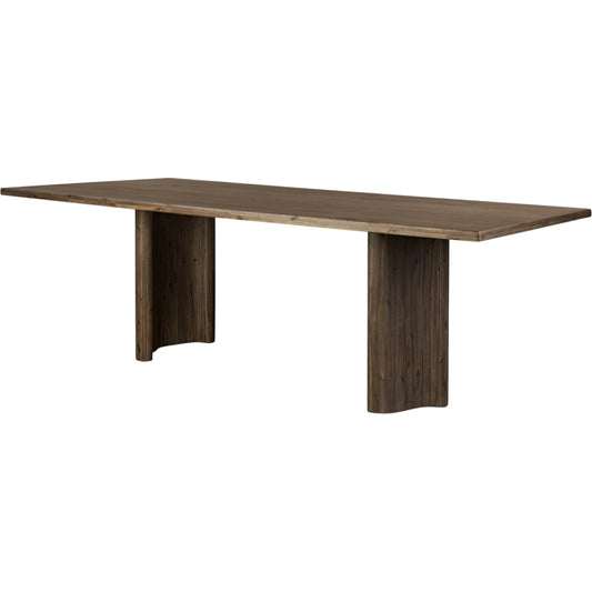 Pershing Dining Table by Four Hands in weathered acacia veneer. Made from thick acacia veneer, solid acacia in a unique style.