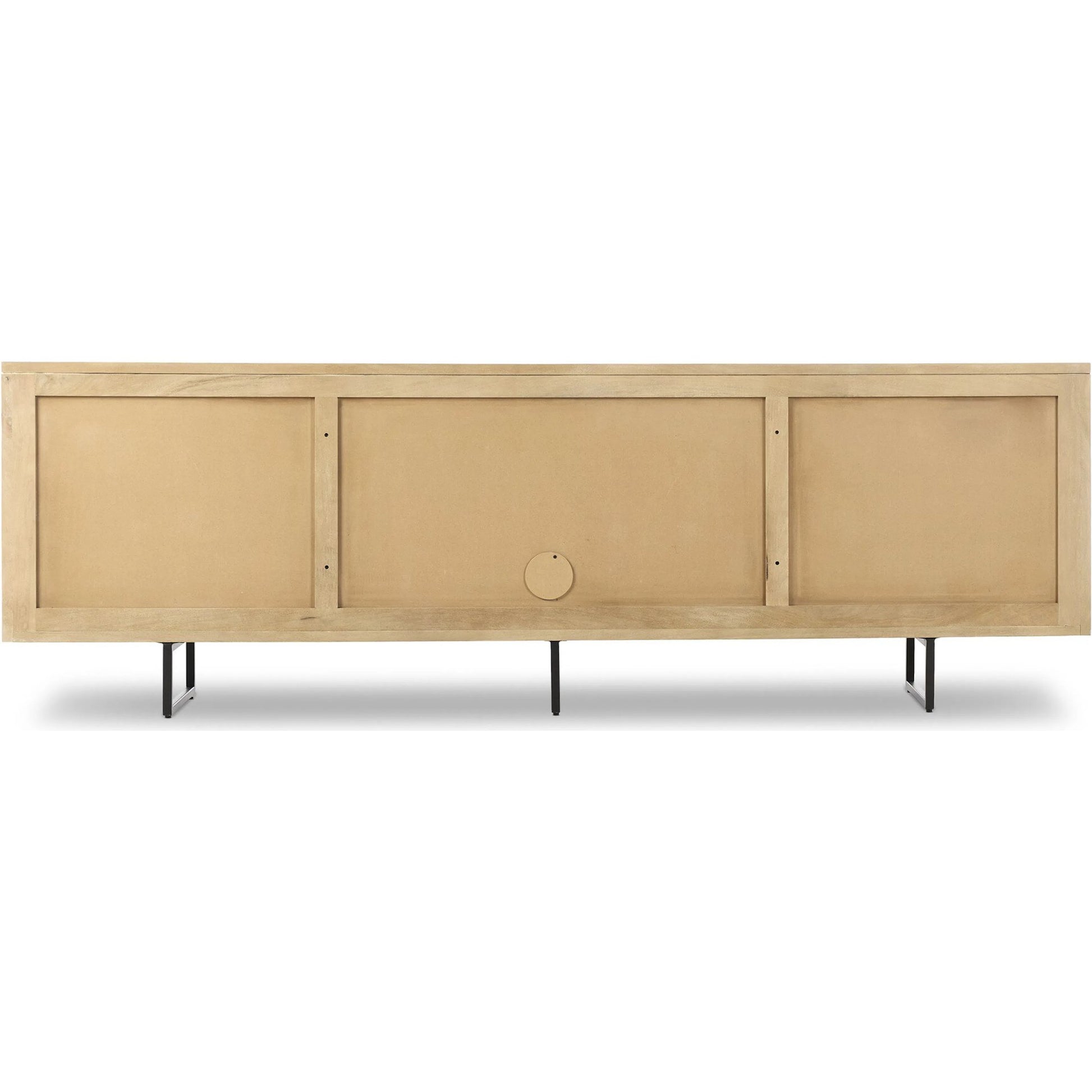 Carmel Sideboard 96" by Four Hands in natural cane, natural mango, charcoal grey. Made from cane, solid mango, iron in a transitional style.