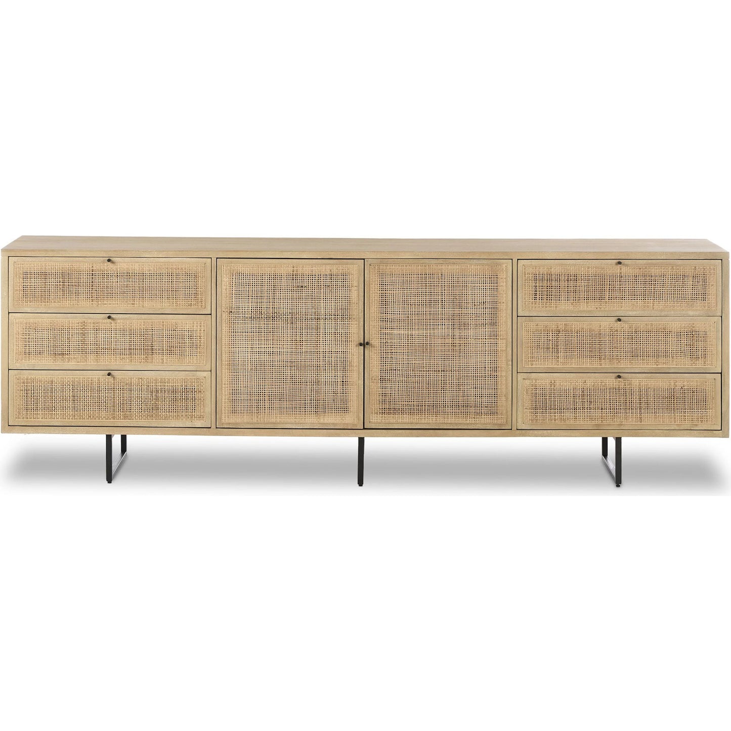 002 SI-2534861 | Additional Silo | Carmel Sideboard 96" by Four Hands in natural cane, natural mango, charcoal grey. Made from cane, solid mango, iron in a transitional style.