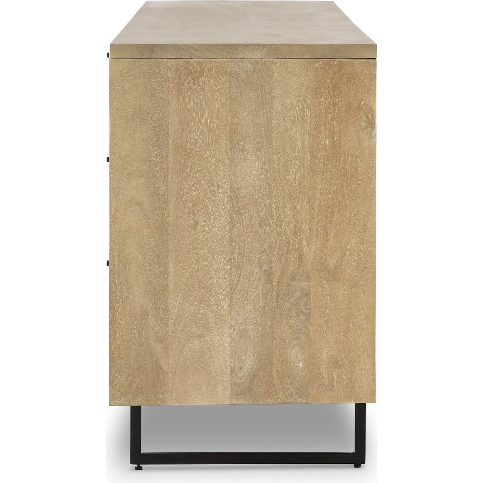 Carmel Sideboard 96" by Four Hands in natural cane, natural mango, charcoal grey. Made from cane, solid mango, iron in a transitional style.