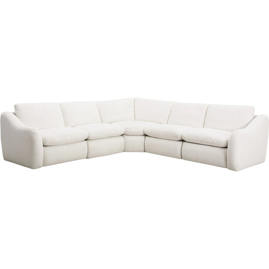 Crawford Power Recliner 5-Piece Sectional Sofa by Four Hands in crypton nomad snow. Made from 92% polyester, 8% flax, linen in a unique style.