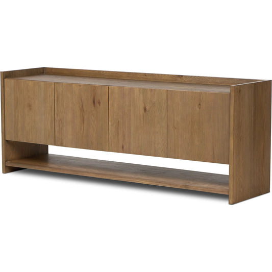 Rosalina Sideboard by Four Hands in warm oak resawn, warm oak veneer. Made from resawn oak veneer in a unique style.