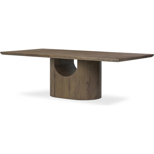 Bevie Dining Table by Four Hands in brown oak veneer. Made from thick oak veneer, solid oak in a transitional style.