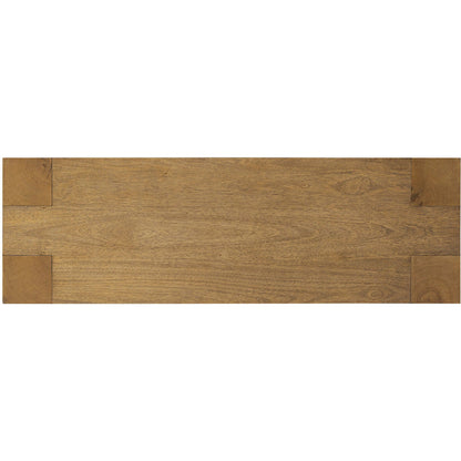 Emeli Dining Bench by Four Hands in tawny rubberwood veneer. Made from parawood veneer in a unique style.