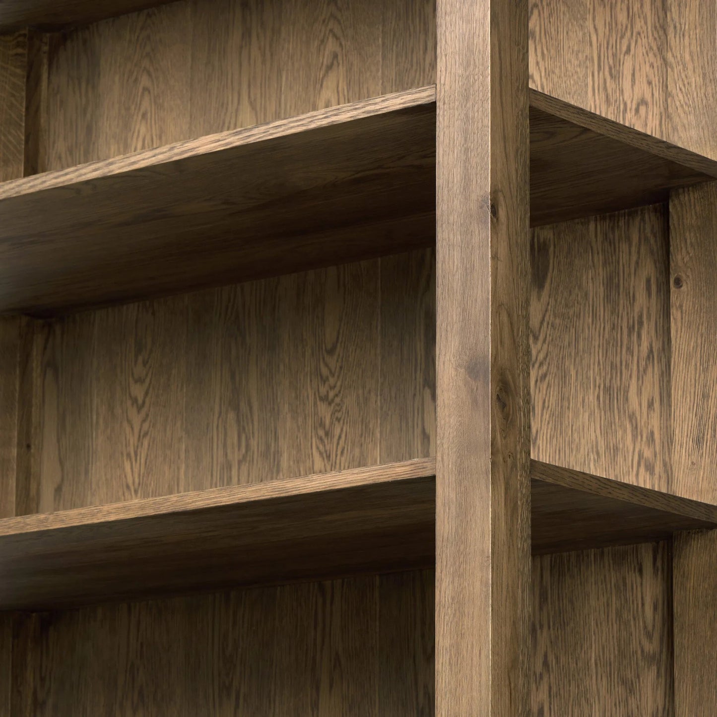 004 SI-2635274 | Closeup | Bedford Bookcase by Four Hands in warm natural oak, warm natural oak veneer. Made from solid oak, thick oak veneer in a unique style.