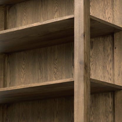 Bedford Bookcase by Four Hands in warm natural oak, warm natural oak veneer. Made from solid oak, thick oak veneer in a unique style.