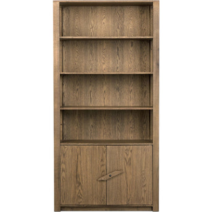 Bedford Bookcase by Four Hands in warm natural oak, warm natural oak veneer. Made from solid oak, thick oak veneer in a unique style.