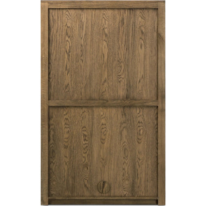 Bedford Cabinet by Four Hands in warm natural oak veneer, gunmetal. Made from thick oak veneer, solid oak, iron in a unique style.