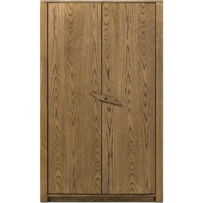 Bedford Cabinet by Four Hands in warm natural oak veneer, gunmetal. Made from thick oak veneer, solid oak, iron in a unique style.