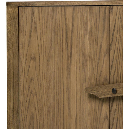 Bedford Media Console by Four Hands in warm natural oak veneer. Made from thick oak veneer, solid oak in a unique style.