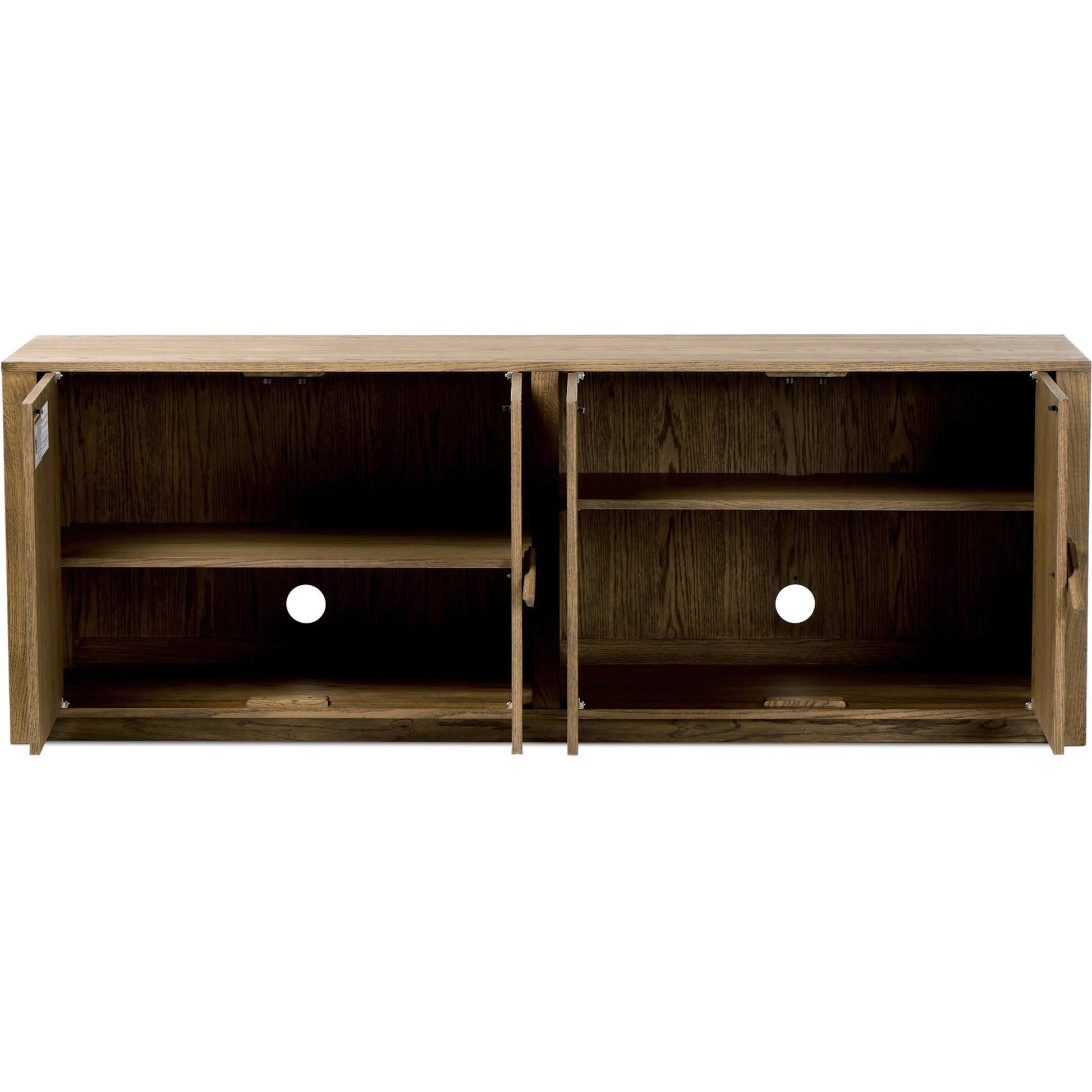 Bedford Media Console by Four Hands in warm natural oak veneer. Made from thick oak veneer, solid oak in a unique style.